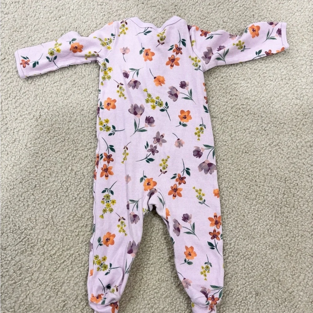 Carter's Set of 2 Snap Up Sleep and Play Footsies Girly Floral Butterflies Sz 9M